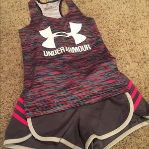 Cute set with Adidas shorts and UA Tank!